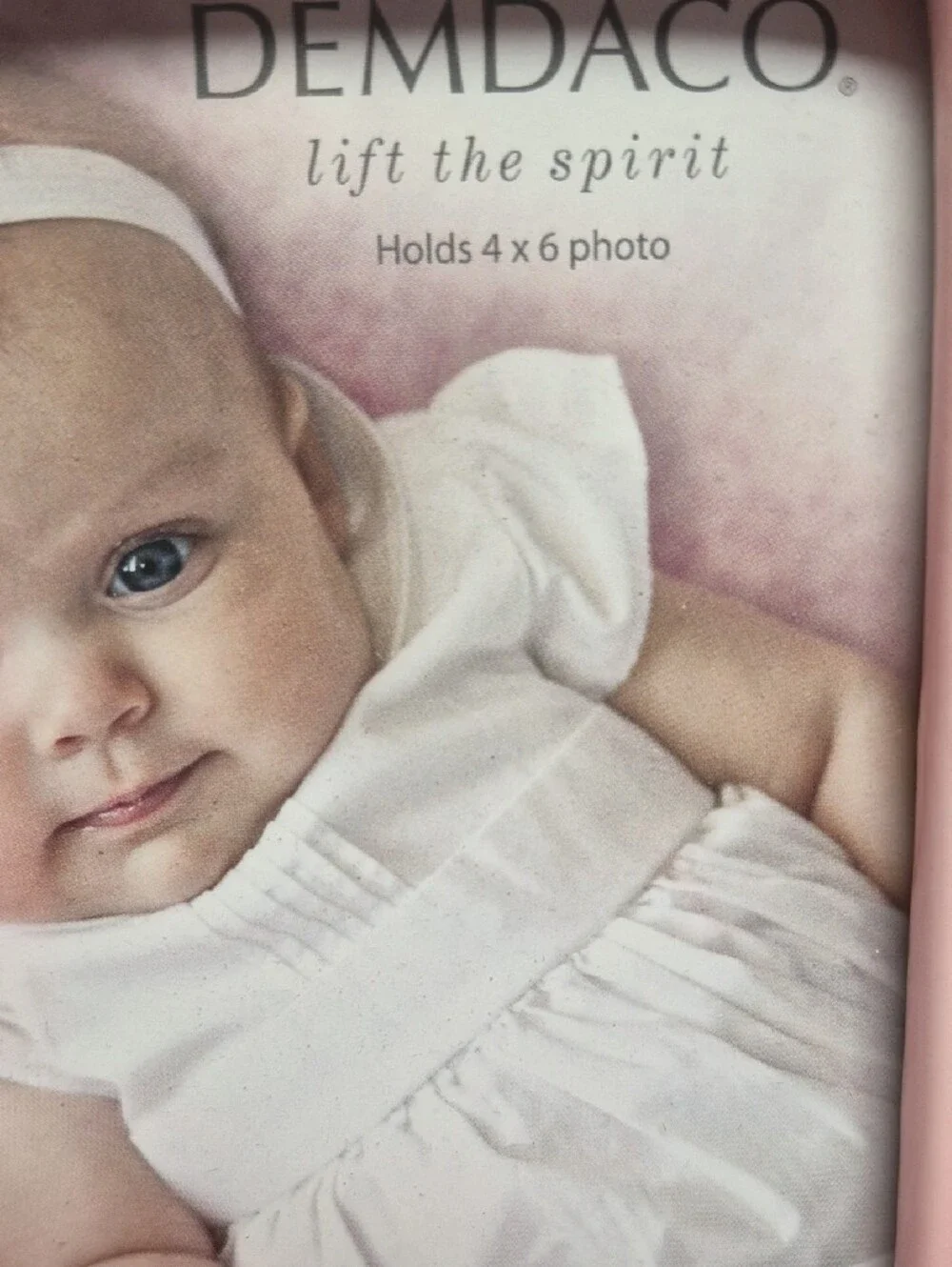NEW. Demdaco Pink and White Baby Baptism Frame with Cross Accent